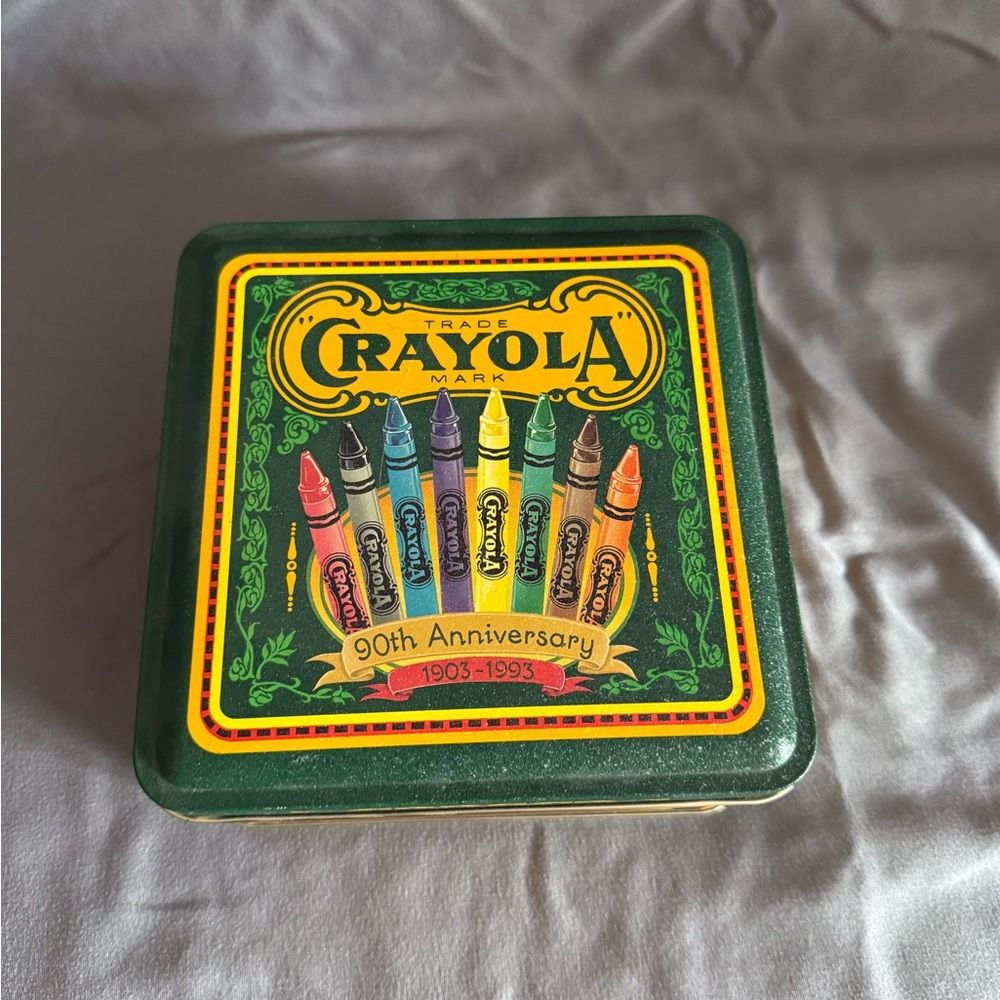 Crayola 90th Anniversary Collectible Tin with Crayons and Vintage Replica Box